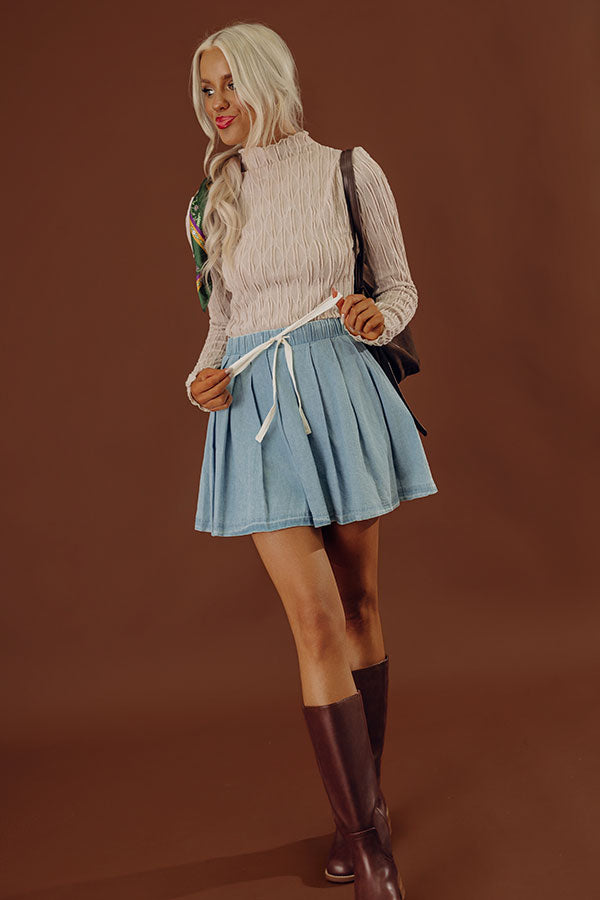 The Gabriela High Waist Denim Skort in Light Wash Image - 1