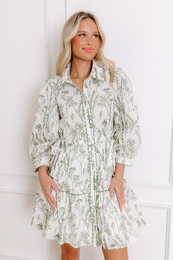 Memory Lane Floral Mini Dress in Sage