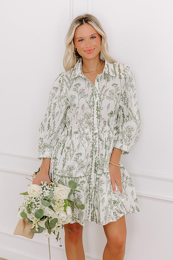 Memory Lane Floral Mini Dress in Sage