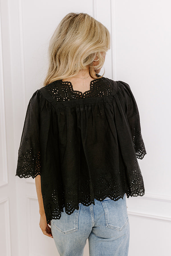 Sun-kissed Serenade Eyelet Top in Black