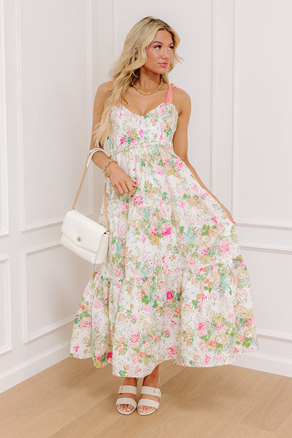 Garden Grace Floral Eyelet Maxi Dress