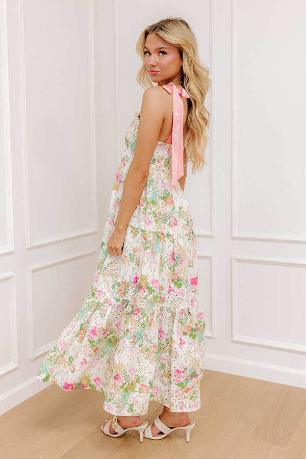 floral eyelet maxi dress Eyelet Trim Floral Flounced Maxi Dress Modern Millie