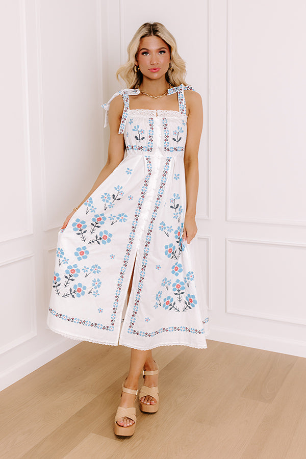 Cruise Ready Embroidered Midi Dress   