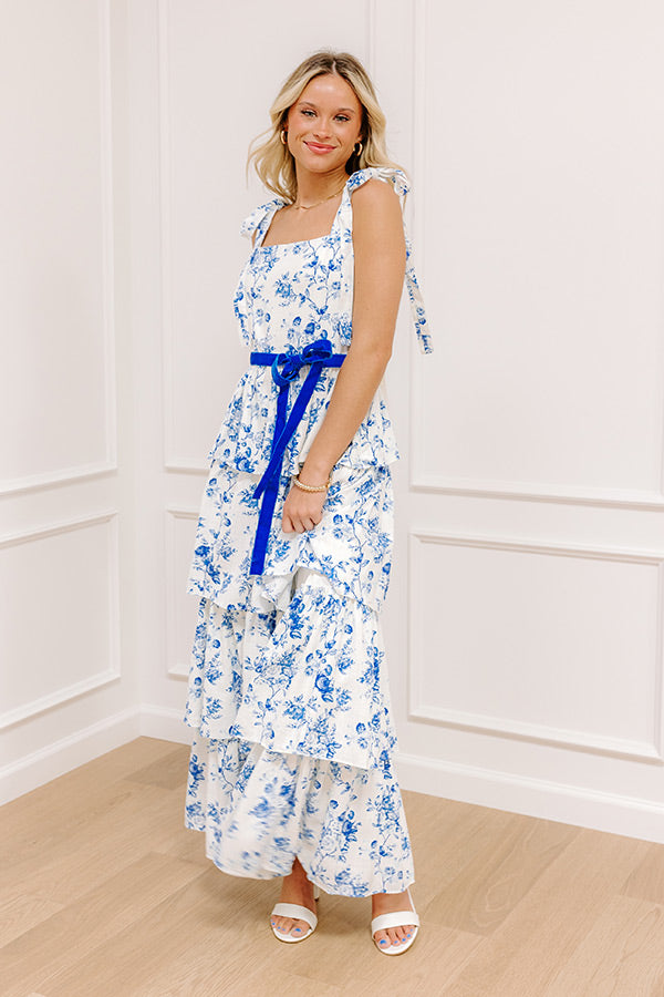 Feeling Dreamy Floral Tiered Maxi Dress in Royal Blue