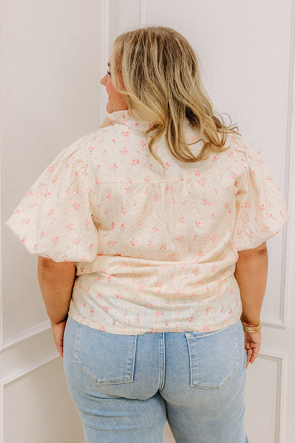 Honeysuckle Fields Floral Eyelet Top Curves