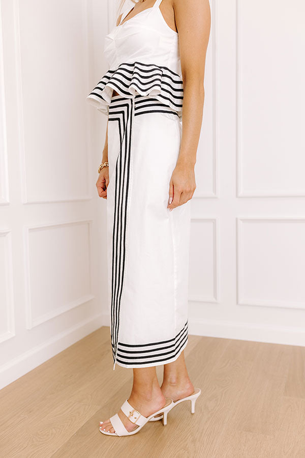 Yacht Party High Waist Wrap Midi Skirt