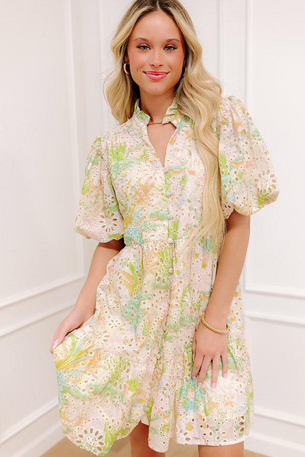 Springtime Grace Floral Eyelet Mini Dress