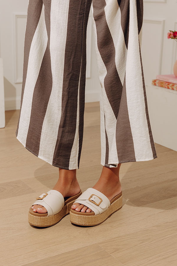 The Dahlia Faux Leather Platform Sandal in Light Stone Image - 1