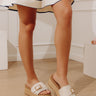 The Dahlia Faux Leather Platform Sandal in Light Stone Image - 1