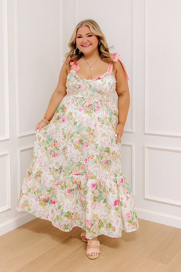 Garden Grace Floral Eyelet Maxi Dress Curves