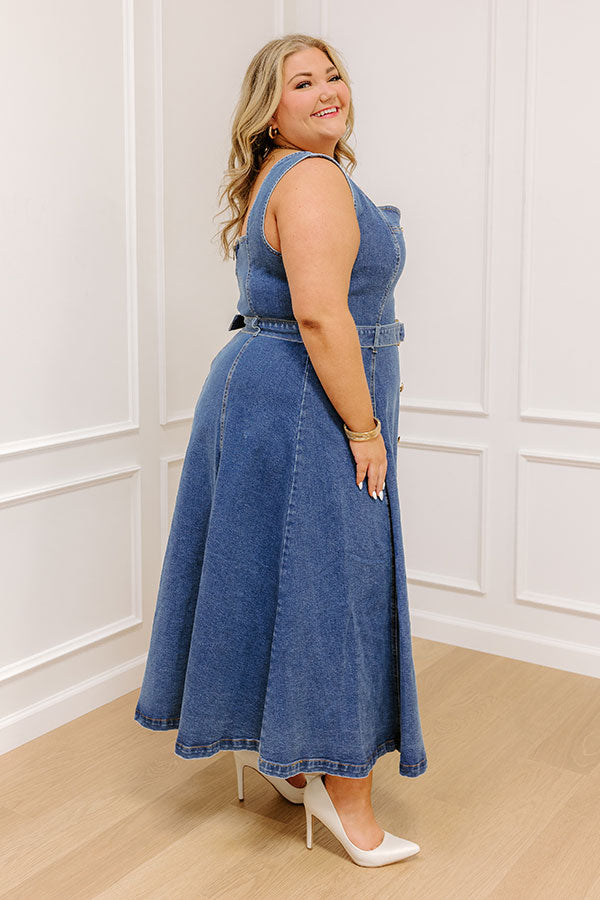 Downtown Stroll Denim Maxi Dress Curves