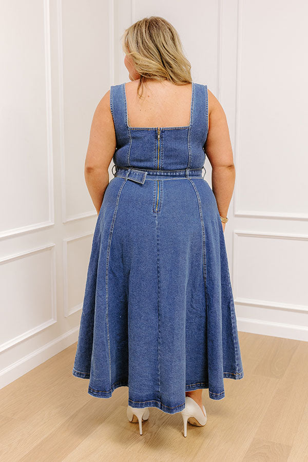 Downtown Stroll Denim Maxi Dress Curves