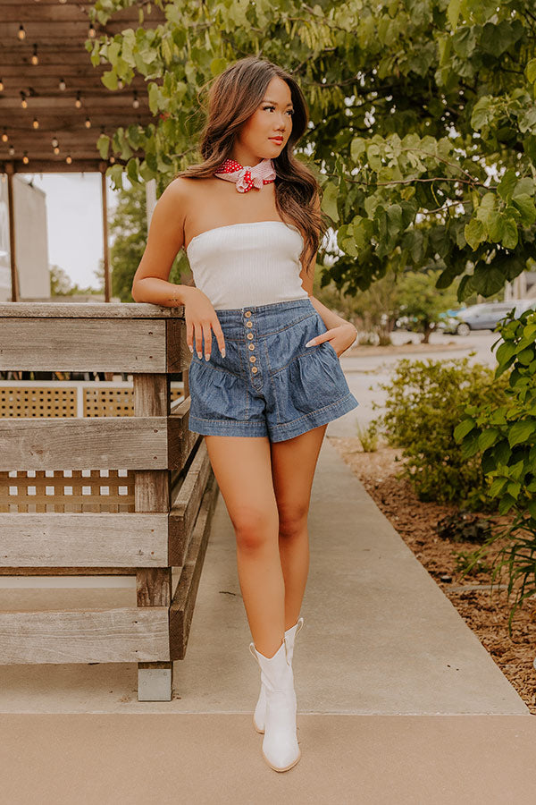 The Rachel High Waist Shorts in Dark Wash