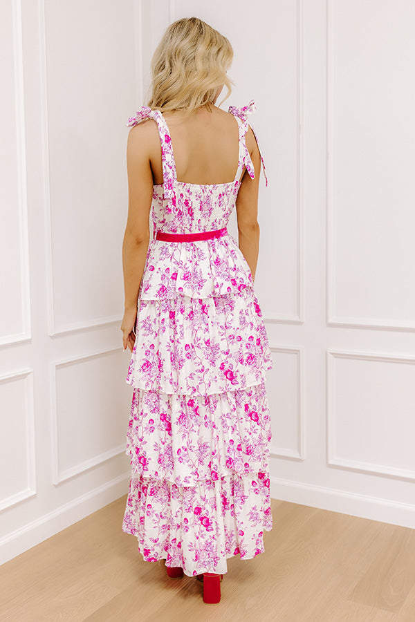 Feeling Dreamy Floral Tiered Maxi Dress in Fuchsia