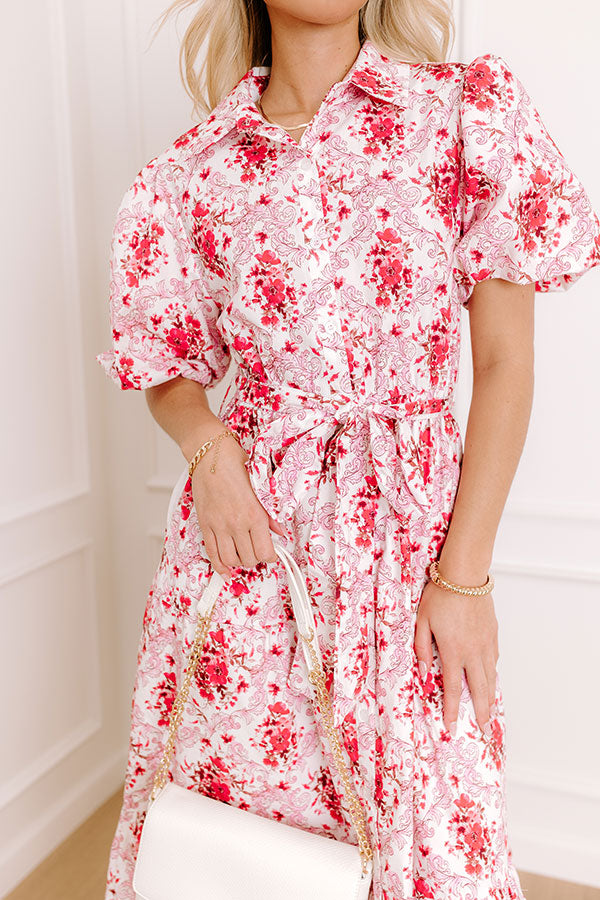 Love-Struck Floral Midi Dress in Blush