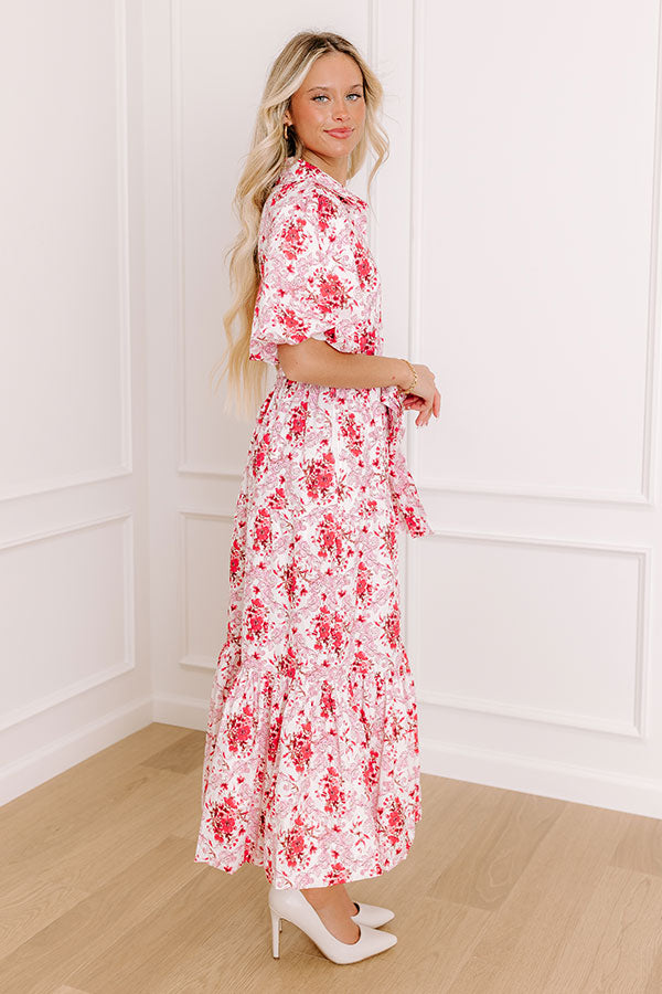 Love-Struck Floral Midi Dress in Blush