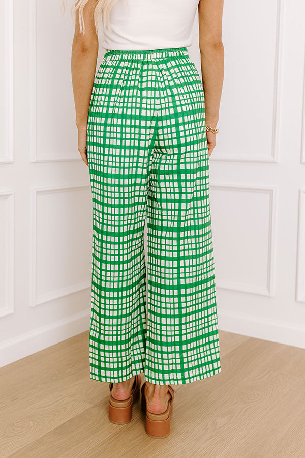 The Madison High Waist Plaid Pants in Green   