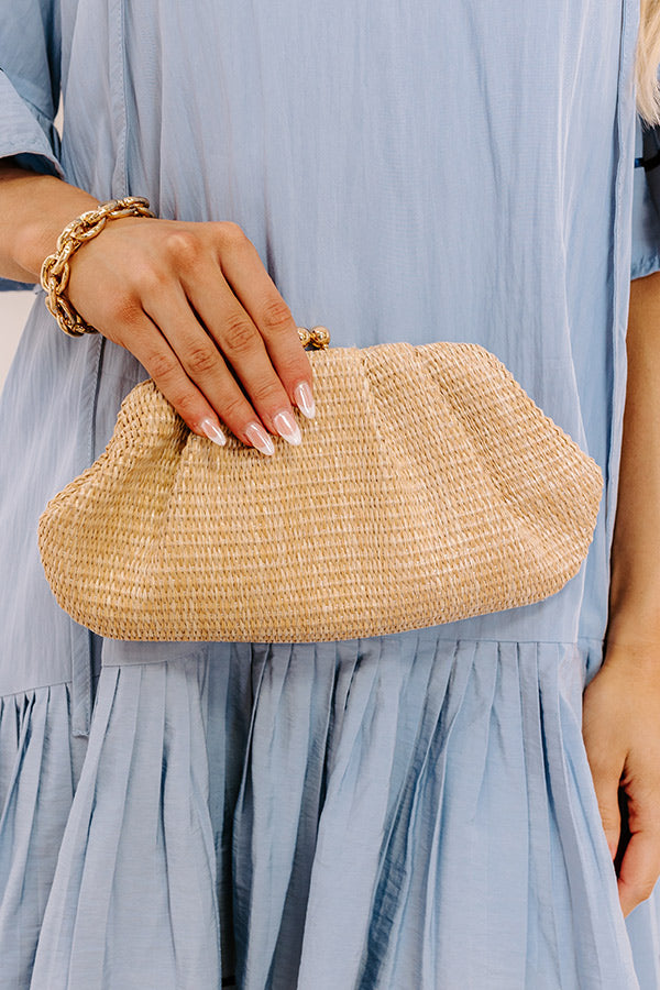 Vacay Mindset Raffia Woven Clutch