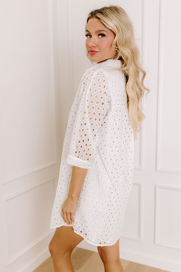 Feeling Posh Eyelet Mini Dress in White