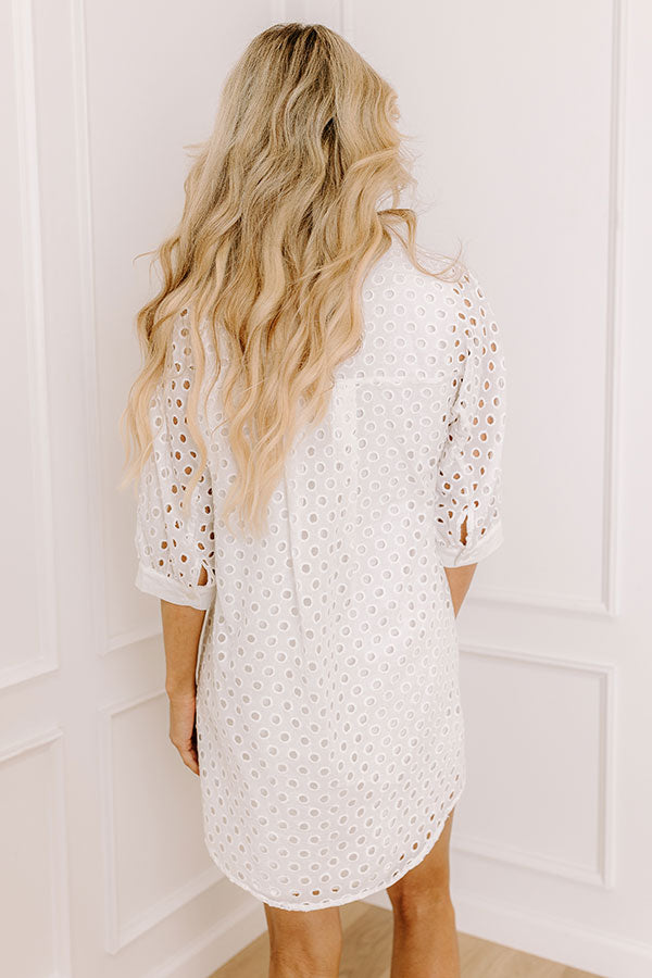 Feeling Posh Eyelet Mini Dress in White