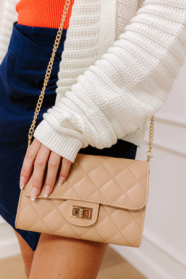 The Emilia Faux Leather Clutch in Iced Latte