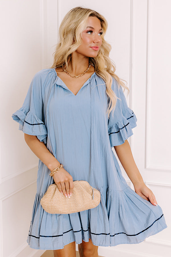 Mimosas On The Patio Mini Dress in Airy Blue