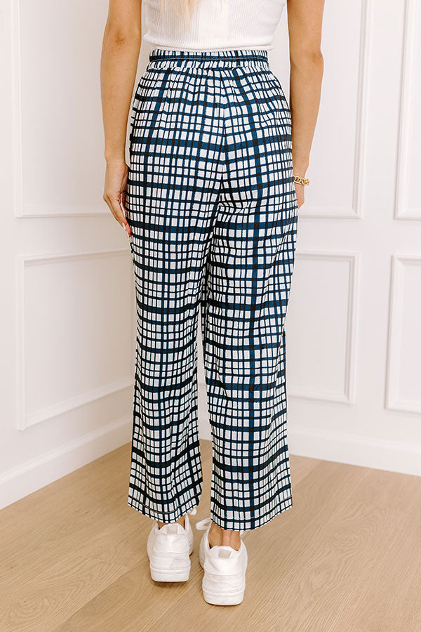 The Madison High Waist Plaid Pants in Navy   