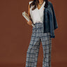 The Madison High Waist Plaid Pants in Navy Image - 1