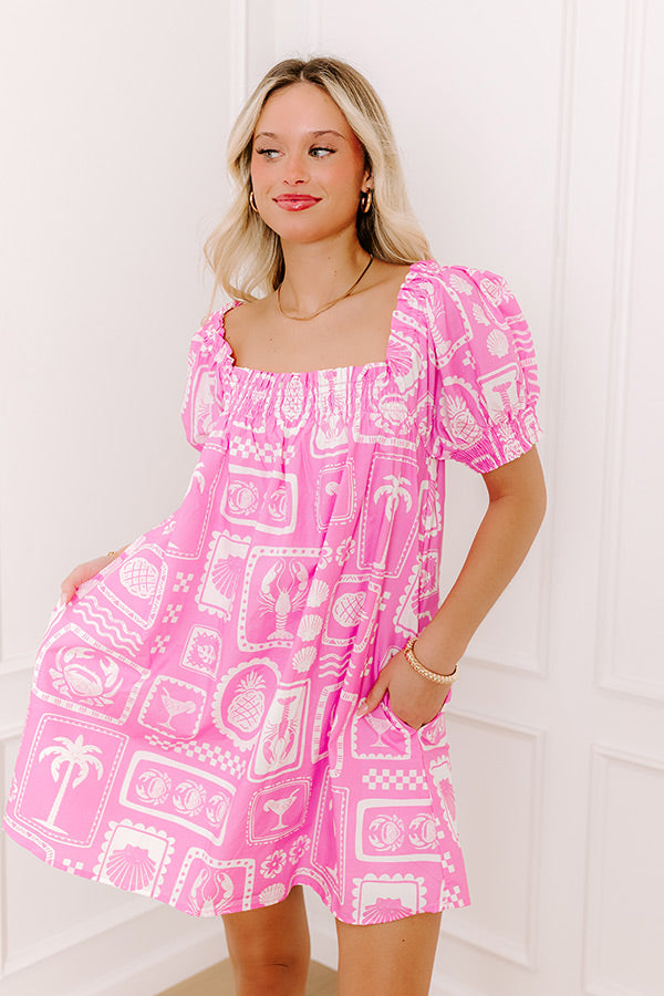 On Tropic Time Mini Dress in Pink   