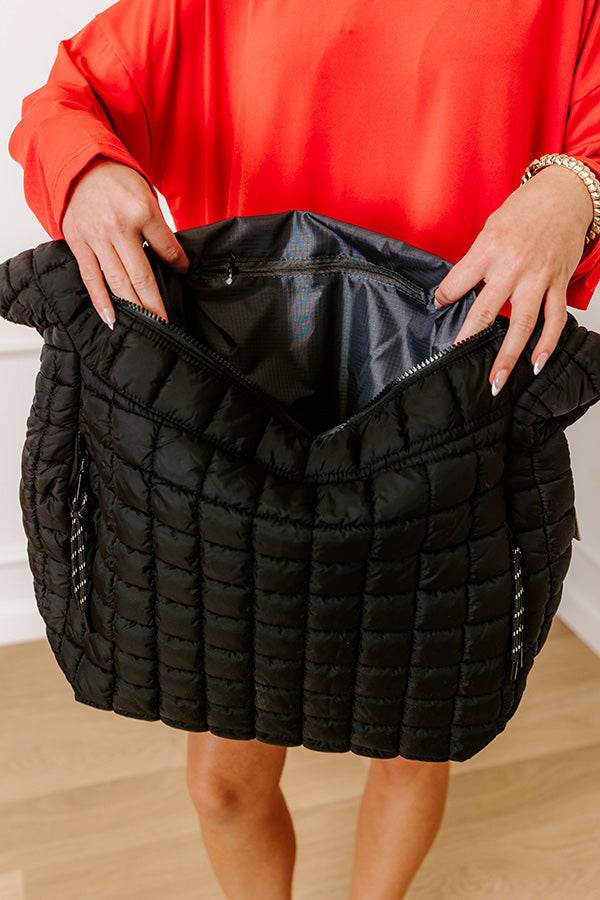 The Leda Quilted Puffer Tote in Black