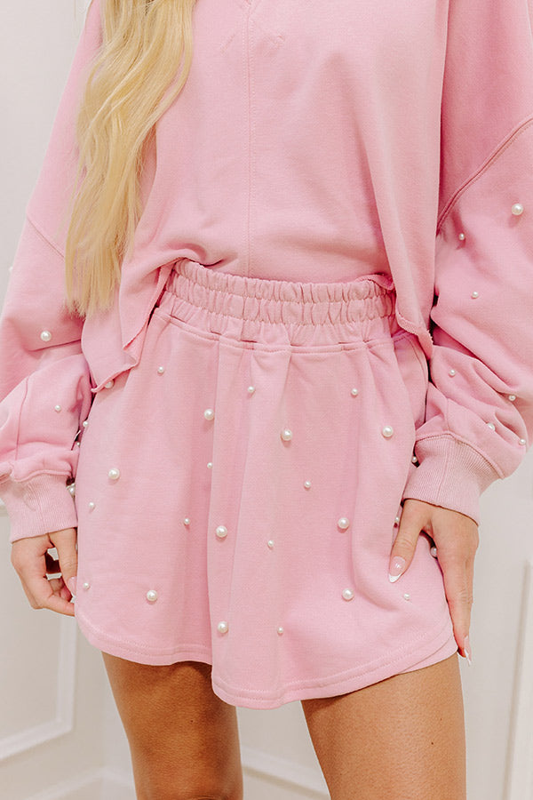 Feeling Chic Embellished Skort in Light Pink