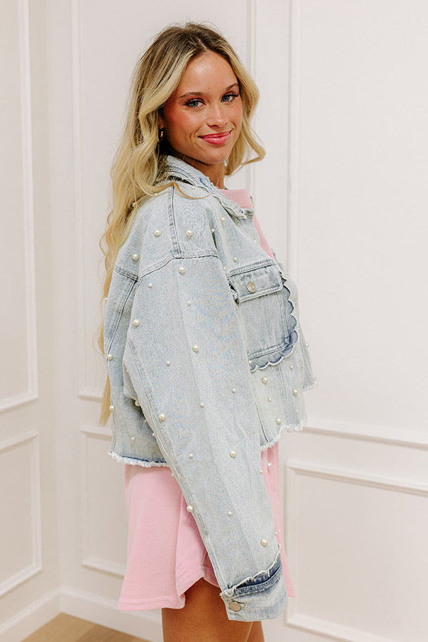 The Rachel Pearl Embellished Denim Jacket