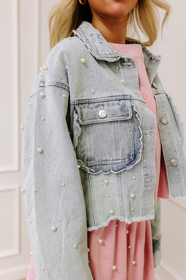 The Rachel Pearl Embellished Denim Jacket