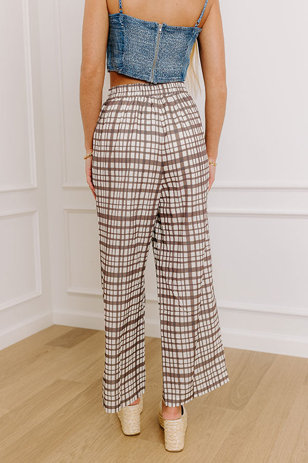 The Madison High Waist Plaid Pants in Mocha   