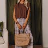 The Madison High Waist Plaid Pants in Mocha Image - 1