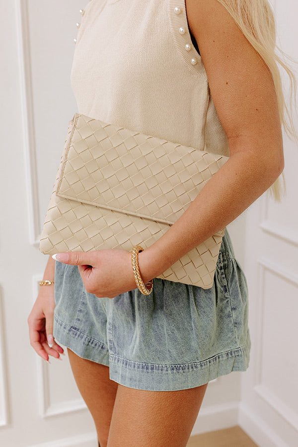 Girl Boss Faux Leather Woven Clutch