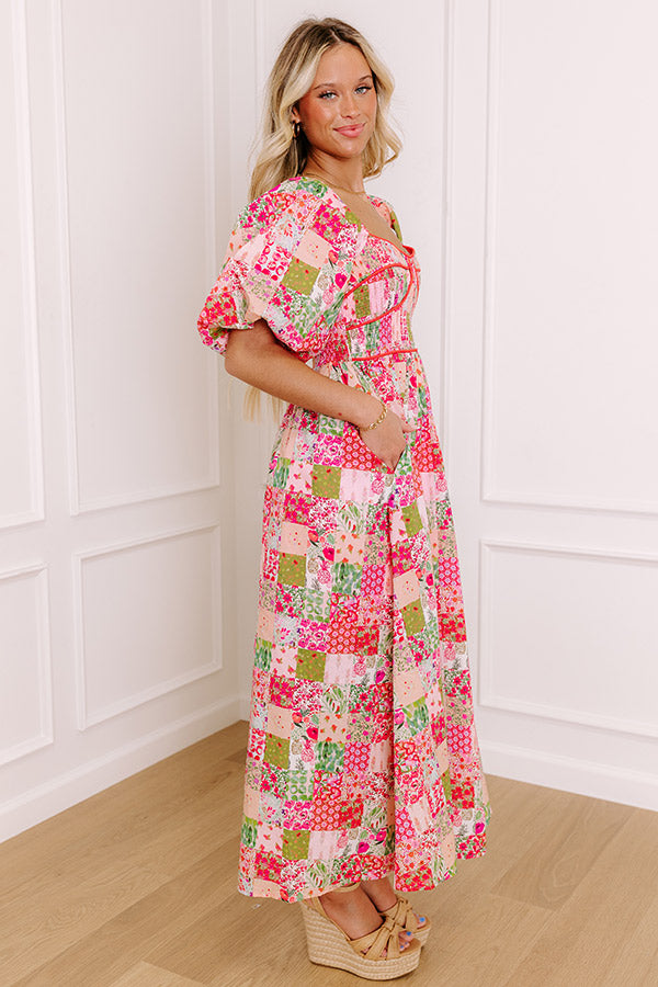 Chateau Lovely Floral Smocked Midi Dress