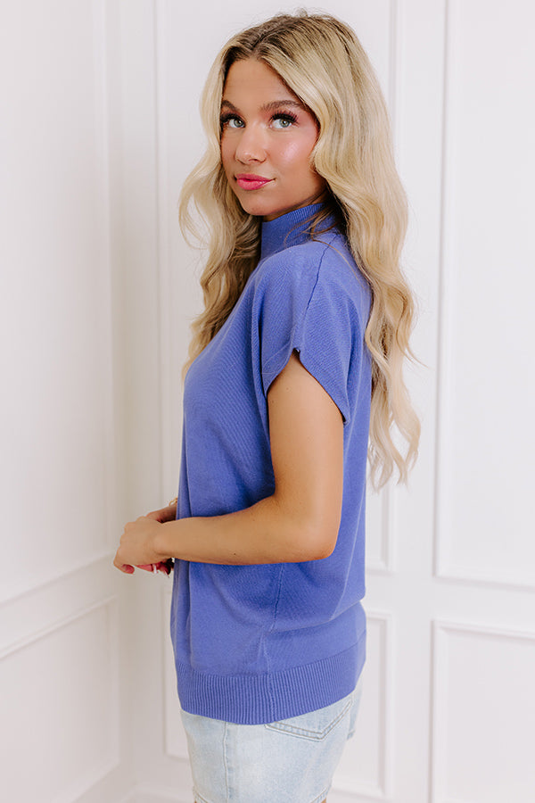 Statement Piece Knit Top in Dark Periwinkle   