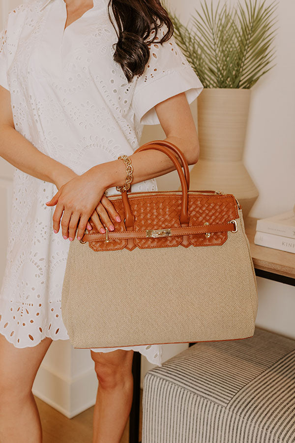 Coastal Travels Woven Tote in Brown