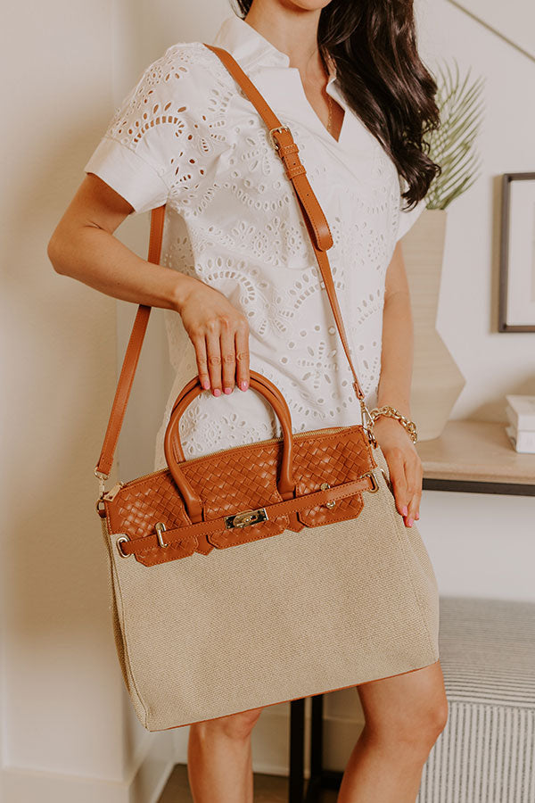 Coastal Travels Woven Tote in Brown