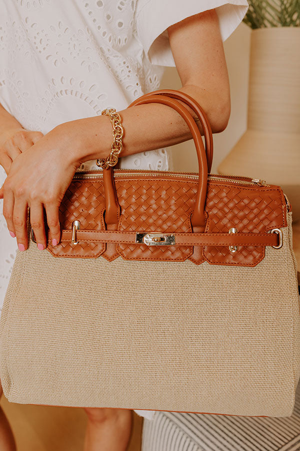 Coastal Travels Woven Tote in Brown