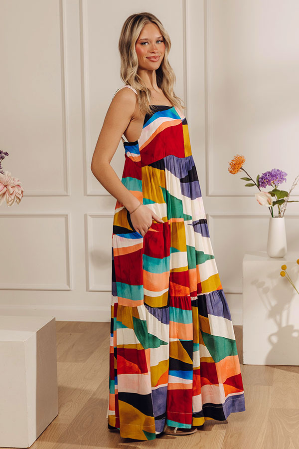 Resort Charm Color Block Maxi Dress Image - 3