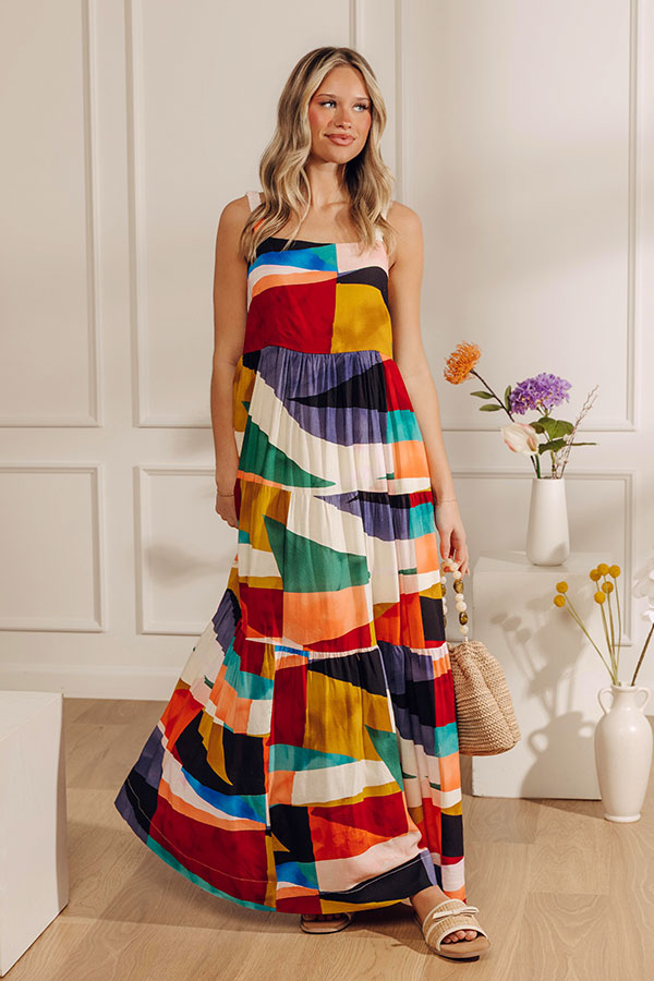 Resort Charm Color Block Maxi Dress Image - 2