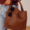 Johanna Large Woven Vegan Leather Shoulder Bag in Brown Image - 1