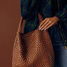 Johanna Large Woven Vegan Leather Shoulder Bag in Brown Image - 1