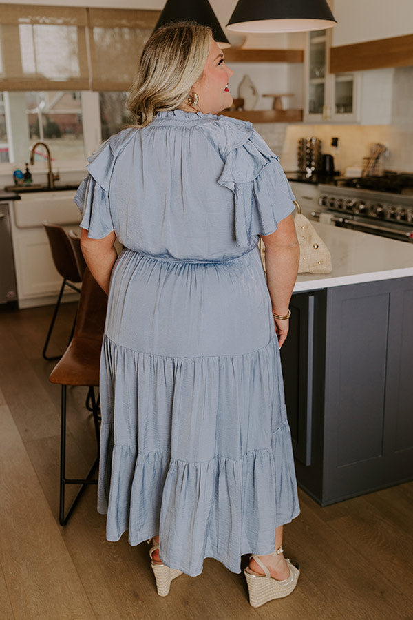Dance The Night Away Ruffle Midi Dress Curves XL / Slate Dance The Night Away Ruffle Midi Dress Curves XL / Slate