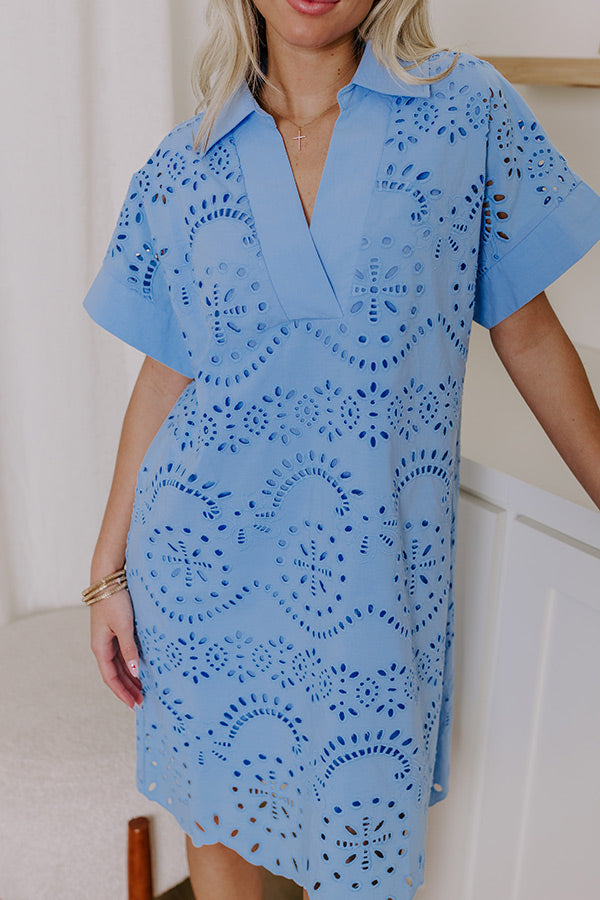 Smiles And Sorbet Eyelet Mini Dress in Sky Blue S / Sky Blue Smiles And Sorbet Eyelet Mini Dress in Sky Blue S / Sky Blue