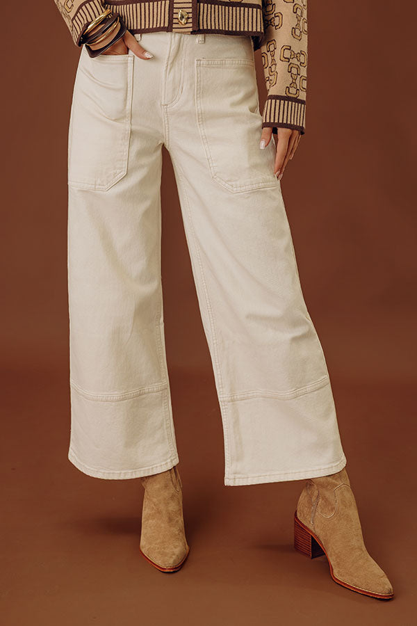 The Maeve High Waist Wide Leg Crop Jean in Cream Image - 2