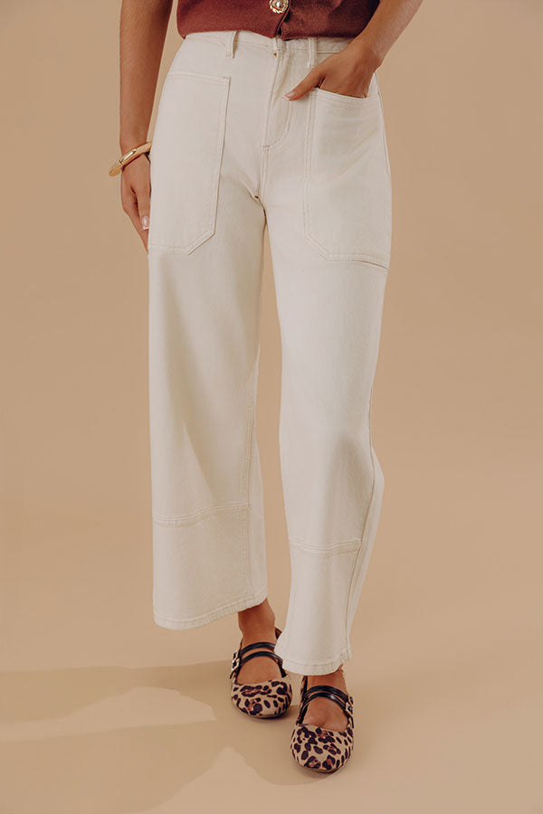 The Maeve High Waist Wide Leg Crop Jean in Cream Image - 2