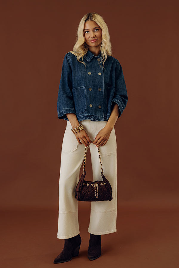 The Maeve High Waist Wide Leg Crop Jean in Cream Image - 2